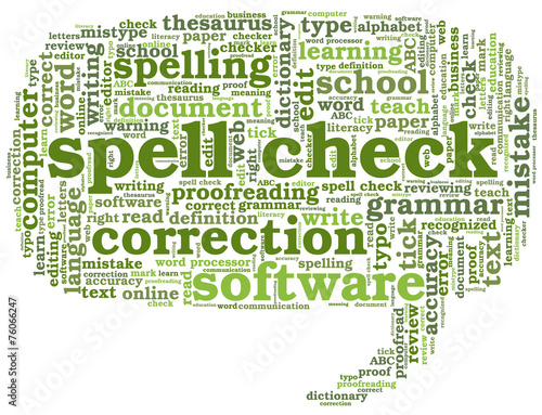 Conceptual tag cloud containing words related to spell checking