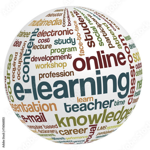 Vector of tag cloud with words related to distance learning