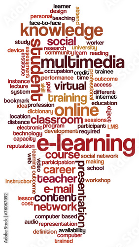 Vector of tag cloud with words related to distance learning