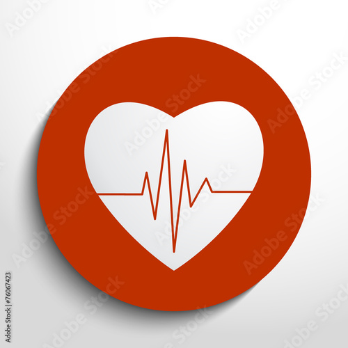 Vector cardiogram or heart rhythm medical icon.