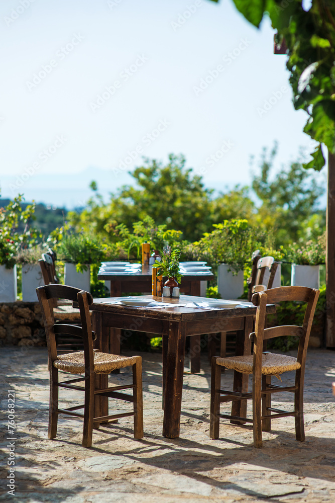 Outdoor greek cafe