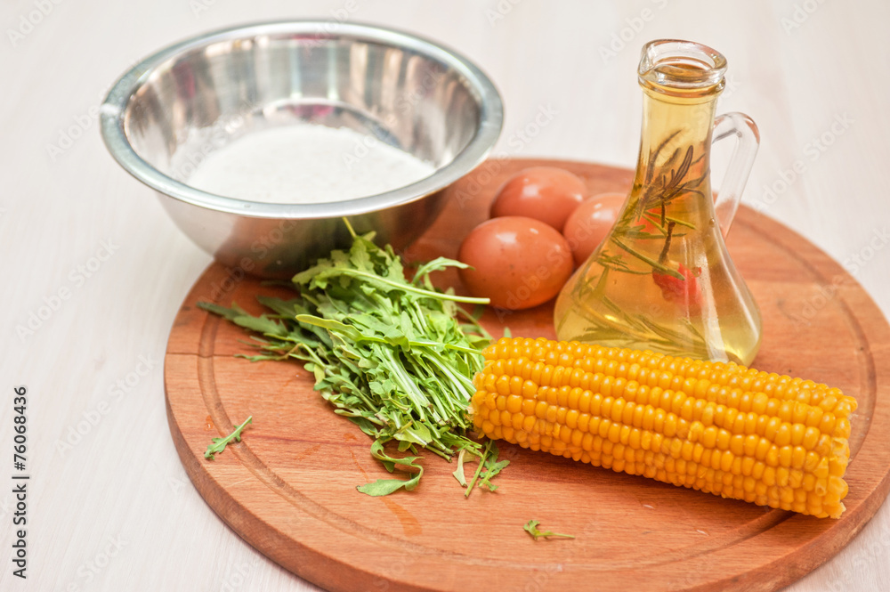 Ingredients for corn pancakes Ingredients for corn pancakes