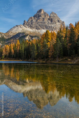 Fototapeta Naklejka Na Ścianę i Meble -  Mountain Reflection in the Lake-Tre Cime,Dolomites