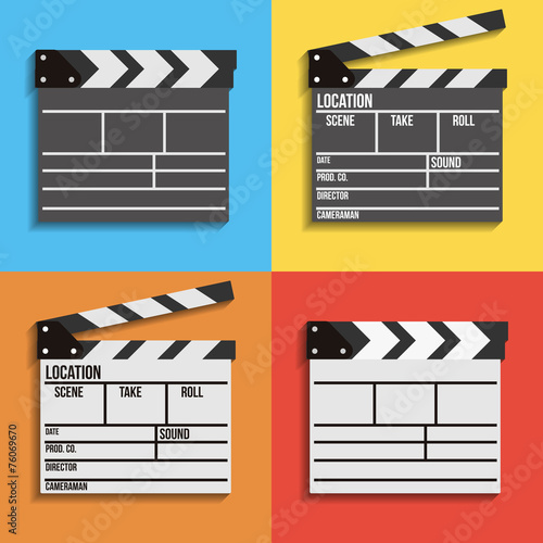 Cinema clapperboard vector icons