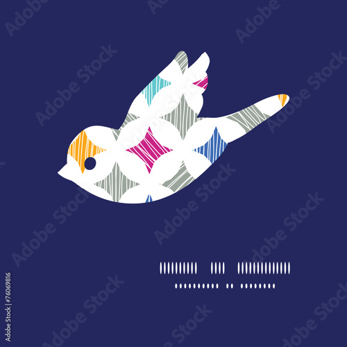 Vector colorful marble textured tiles bird silhouette pattern