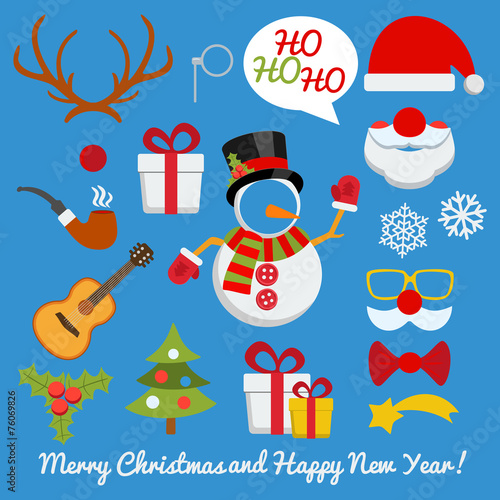 Xmas photo booth and scrapbooking vector set