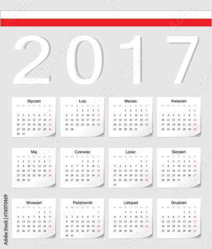 Polish 2017 calendar