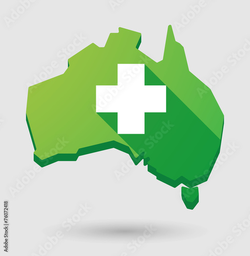 Green Australia map shape icon with a pharmacy sign