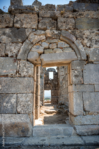 view of ruins in Kaunos ancient city  Turkey 