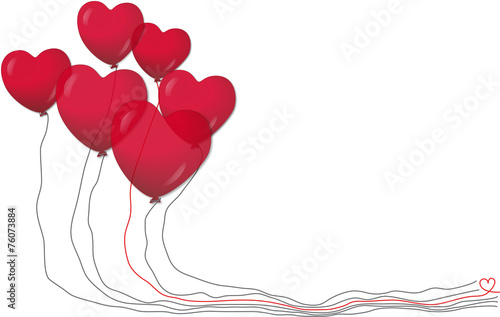 Rote Herz-Luftballons, Vektor