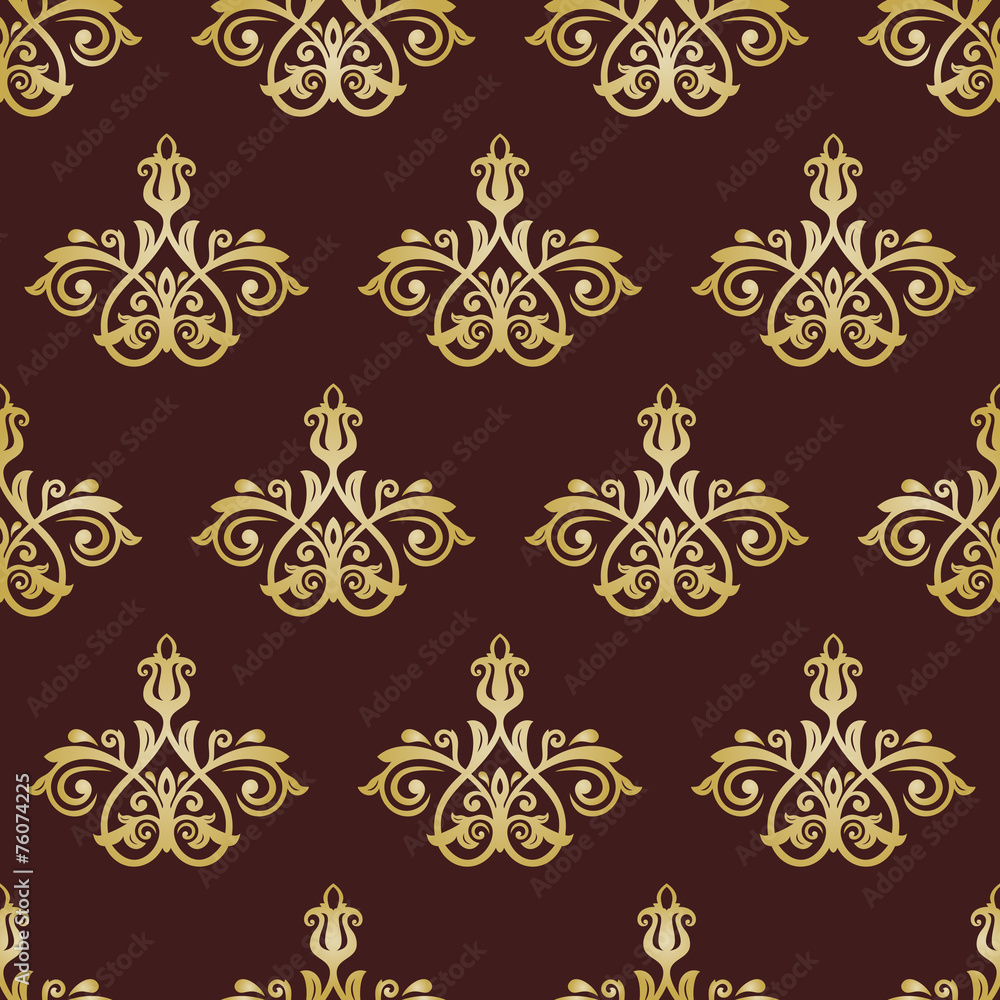 Damask Seamless Vector Pattern. Golden Orient Background Damask Seamless Vector Pattern. Golden Orient Background