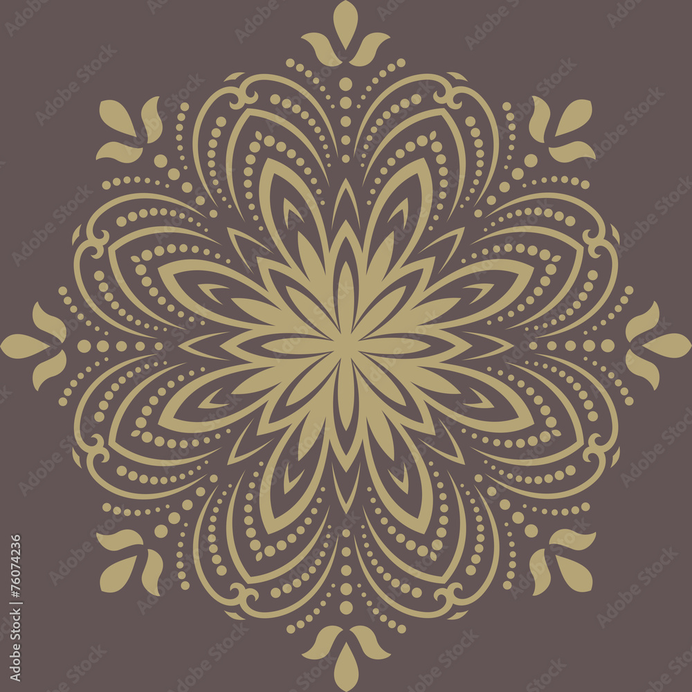 Orient Vector Pattern. Abstract Golden Ornament