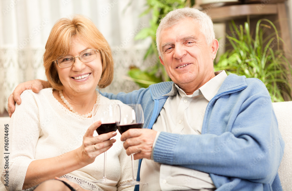 Happy senior couple toasting their anniversary Happy senior couple toasting their anniversary