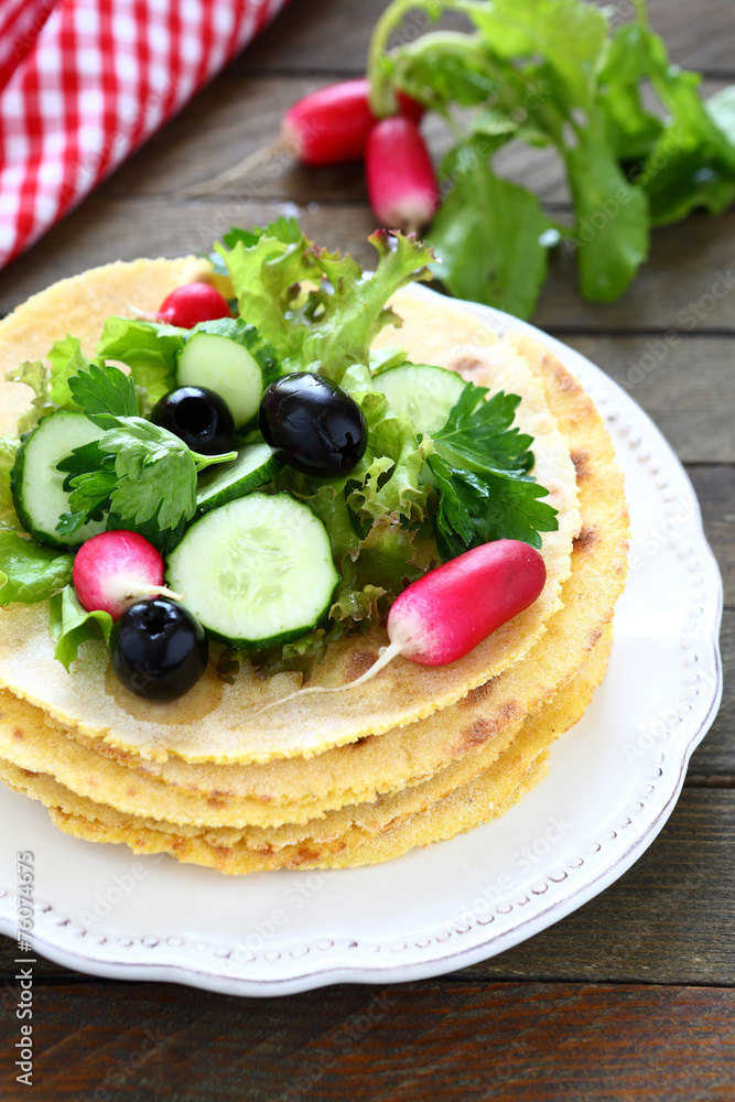 pita bread and fresh vegetable salad pita bread and fresh vegetable salad