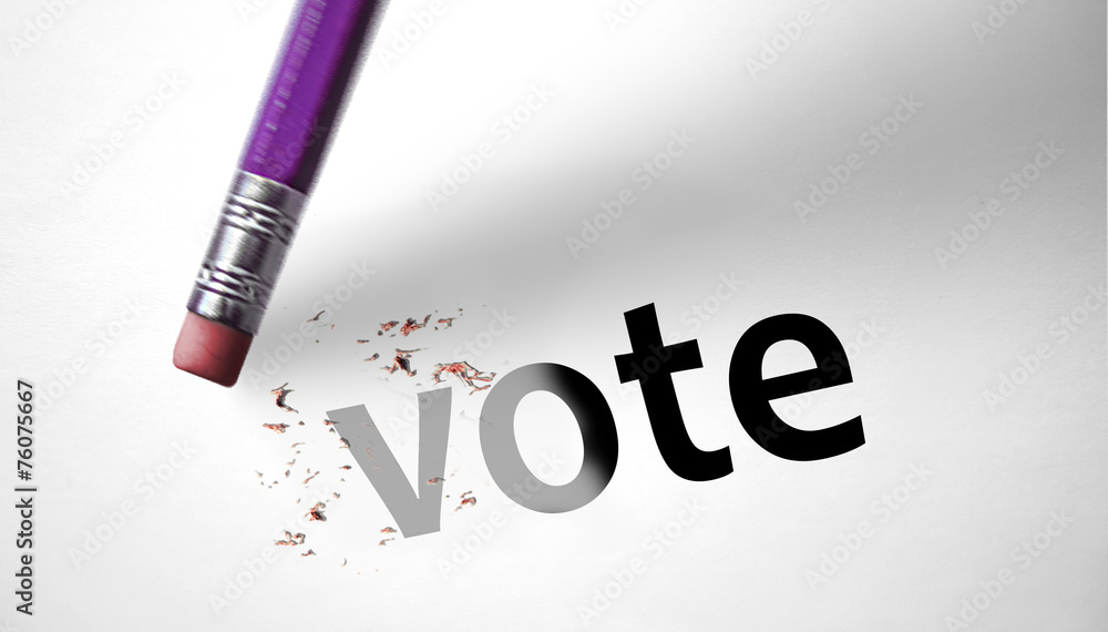 Eraser deleting the word Vote Eraser deleting the word Vote
