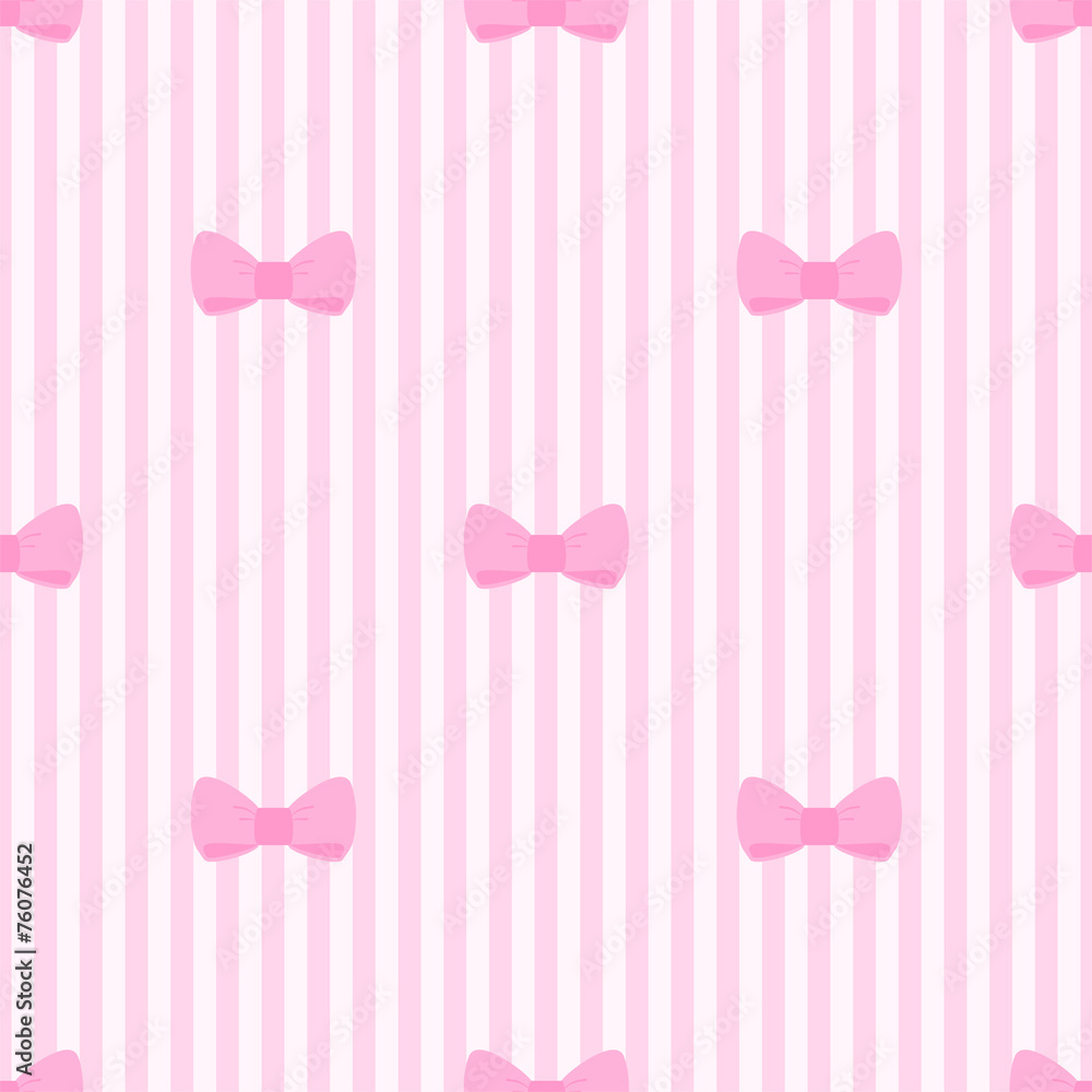Tile vector pattern cute bows on pink white stripes background