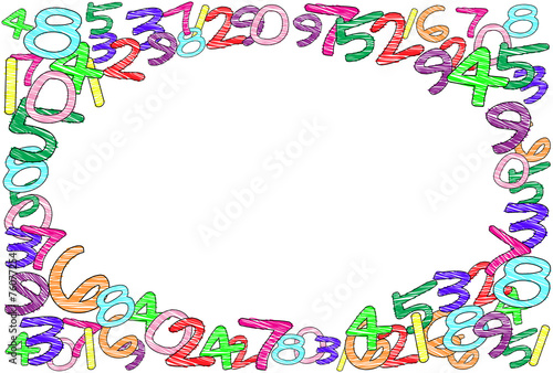 A colorful frame with random hand-drawn numbers