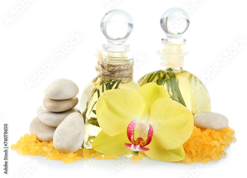 Fototapeta Naklejka Na Ścianę i Meble -  Spa treatments with orchid flower isolated on white