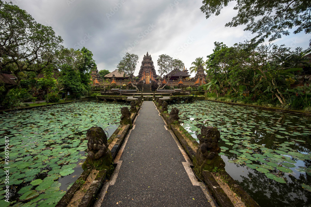 Lotus Pond and Pura Saraswati Temple in Ubud, Bali, Indonesia