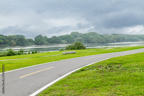 Jogging and bicycle path by riverside