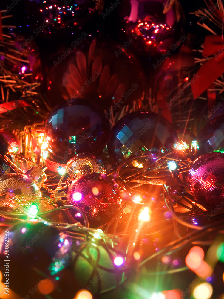 Christmas balls and electric garland Christmas balls and electric garland