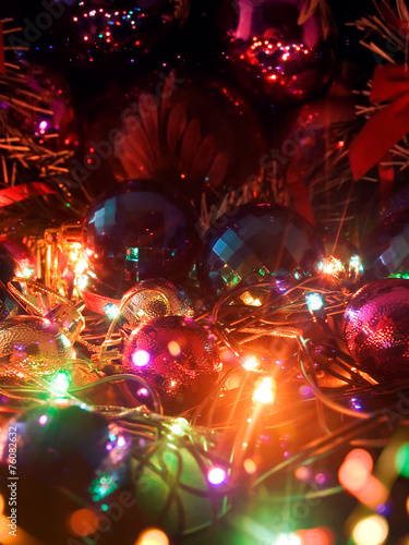 Christmas balls and electric garland