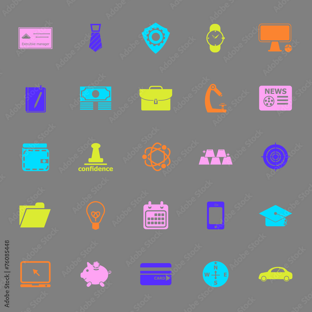 Businessman item color icons on gray background Businessman item color icons on gray background