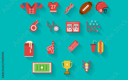 Flat icons vector collection for american football
