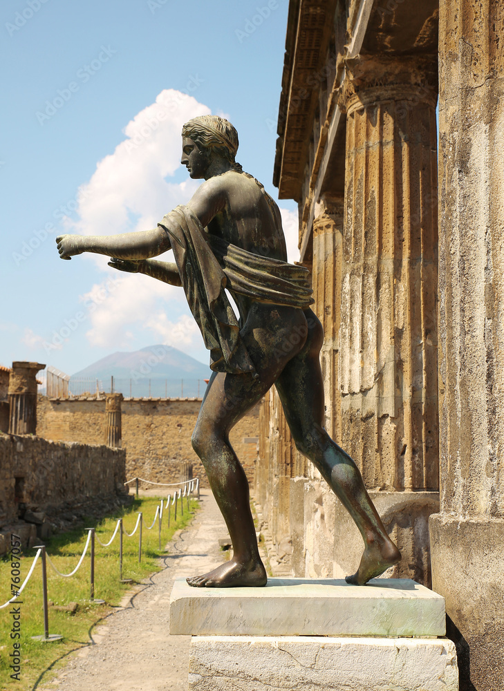 Statue Of Apollo In The Ruins Of Pompei, Italy