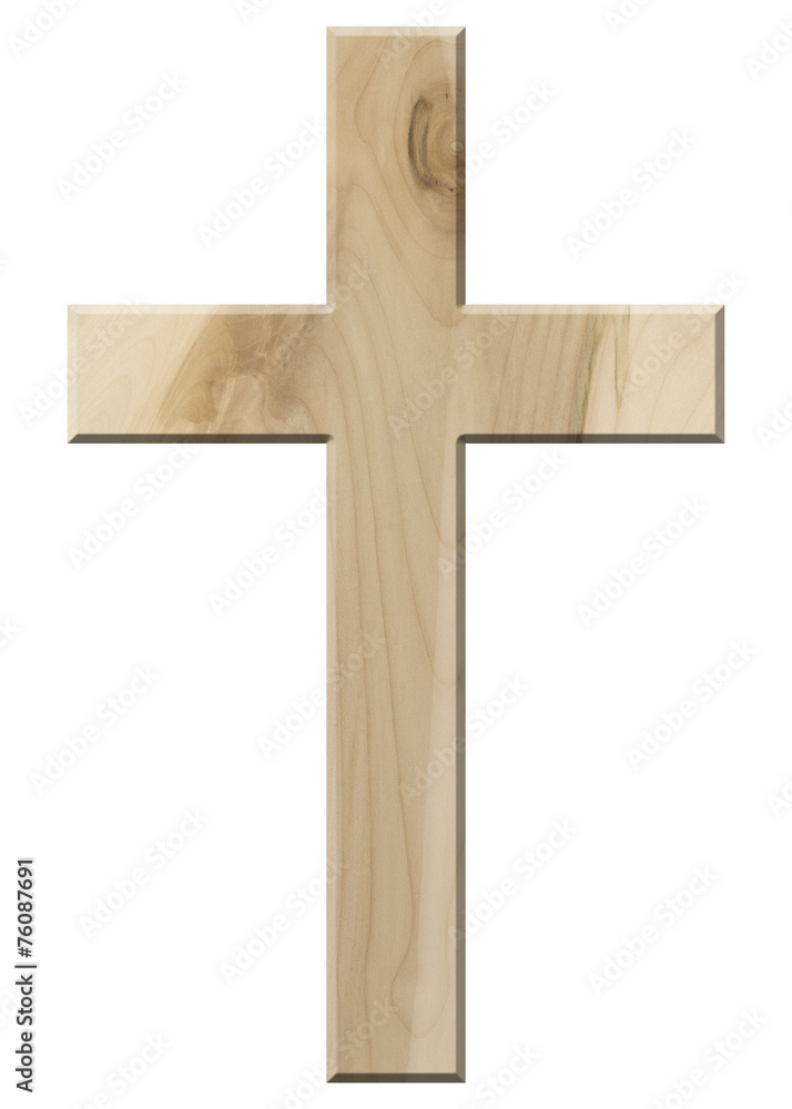 Kruzifix aus hellem Ahornholz, freigestellt