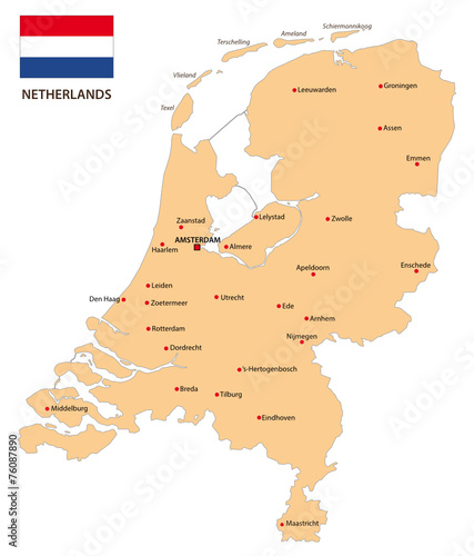 netherlands map with flag
