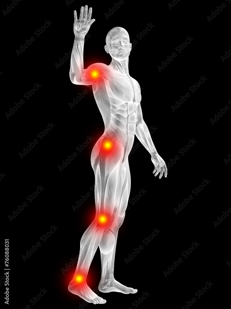Obraz premium 3D human man anatomy with articular pain