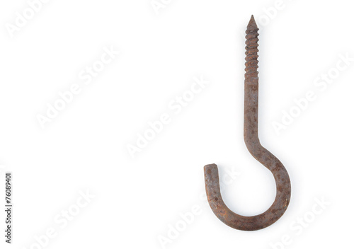 Rusty bolt with a nut on white background isolated