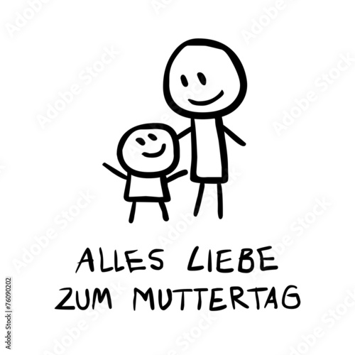 Handgezeichnete Muttertagskarte, Vektor, schwarz, weiß