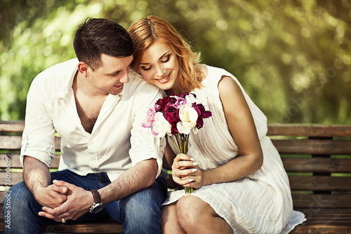 Loving couple inthe park photo