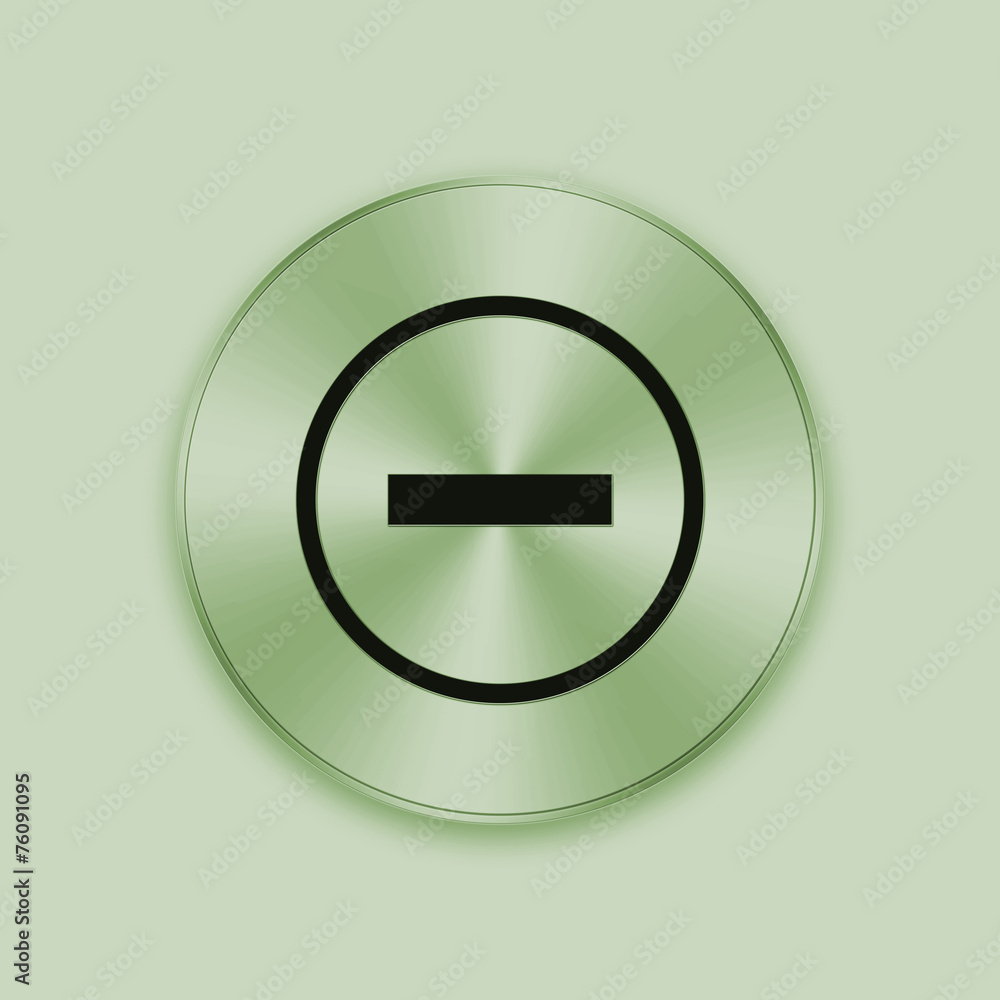 Green metal button with delete icon Green metal button with delete icon