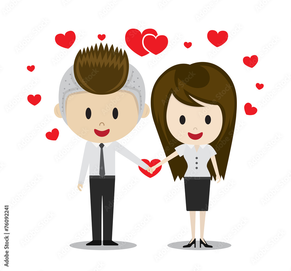 Cute couple in love holding hands, cartoon characters vector Cute couple in love holding hands, cartoon characters vector