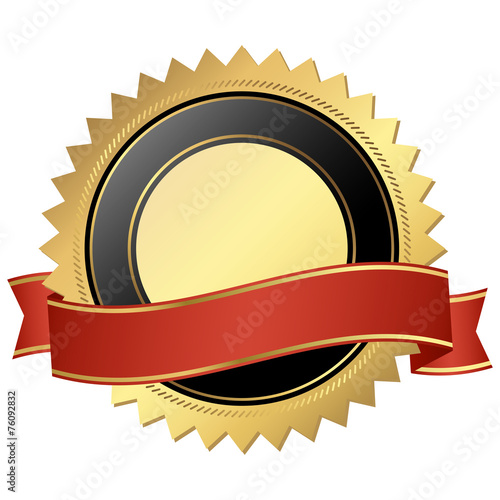 gold button with ribbon