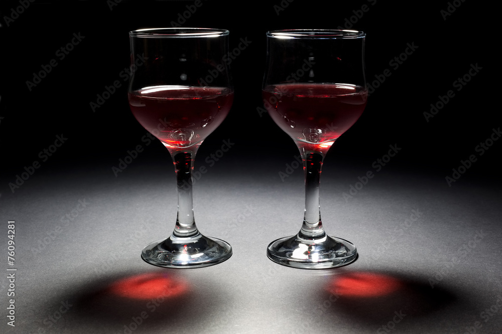 Two Glasses of Red Wine and Their Interesting Reflection Two Glasses of Red Wine and Their Interesting Reflection