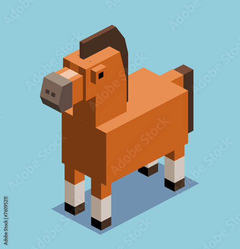 Brown Horse in 3D Pixelate