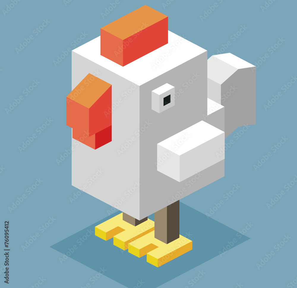 Naklejka premium 3D Pixelate White Cock