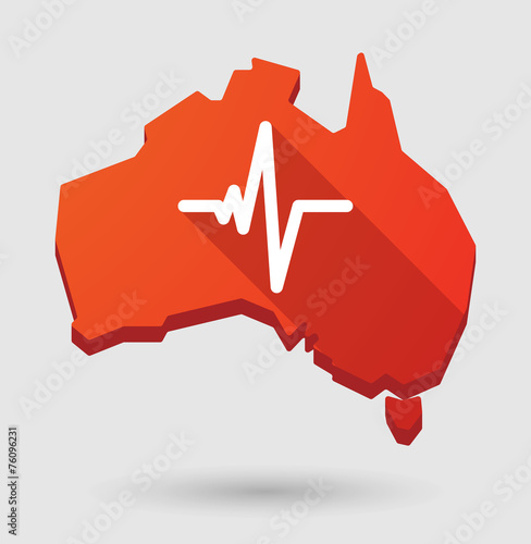 Australia map icon with a heart beat