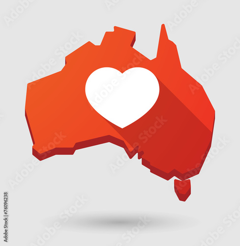 Australia map icon with a heart