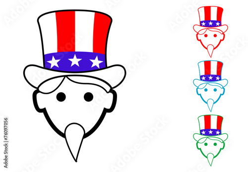 Pictograma icono Uncle Sam en varios colores