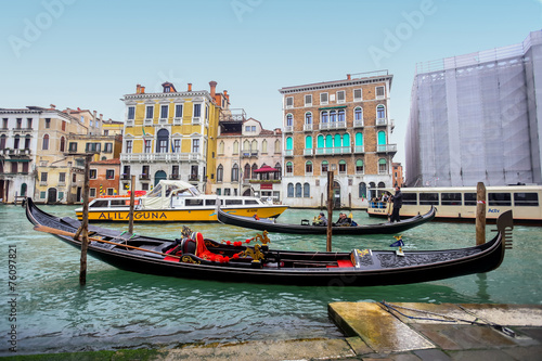 Water channell with gondolas in Venice photo