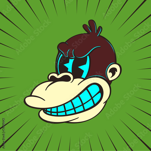 Vintage toons: retro cartoon angry monkey character face