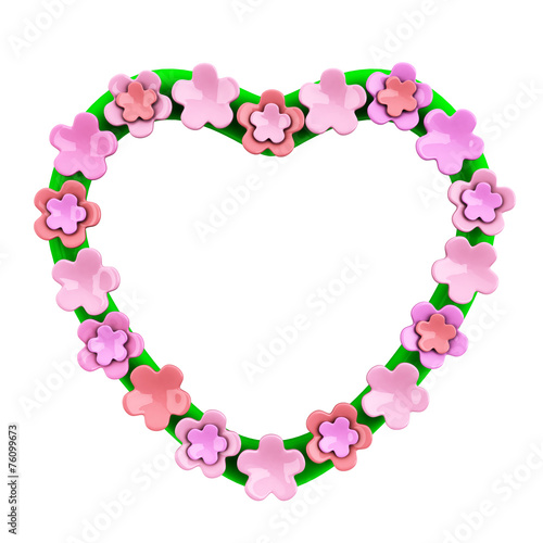 Valentine s day heart frame with cherry blossom  3d illustration