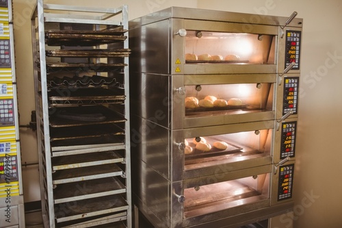 Bread rolls baking in oven