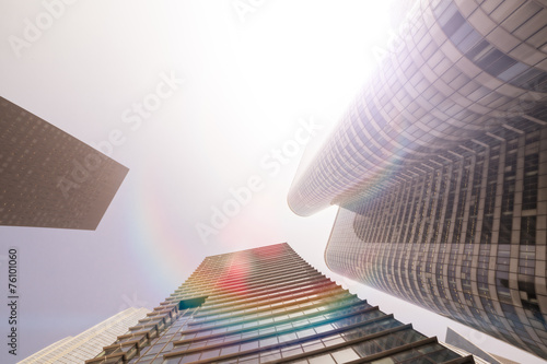 Wide Lens View of Modern Buildings. Business Concept photo