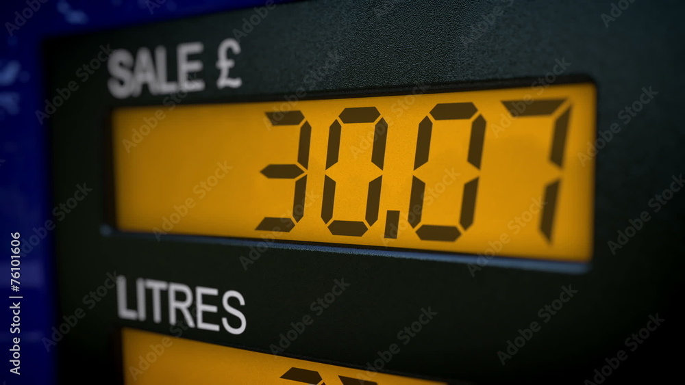 Time lapse on display showing UK petrol price increasing rapidly Time lapse on display showing UK petrol price increasing rapidly
